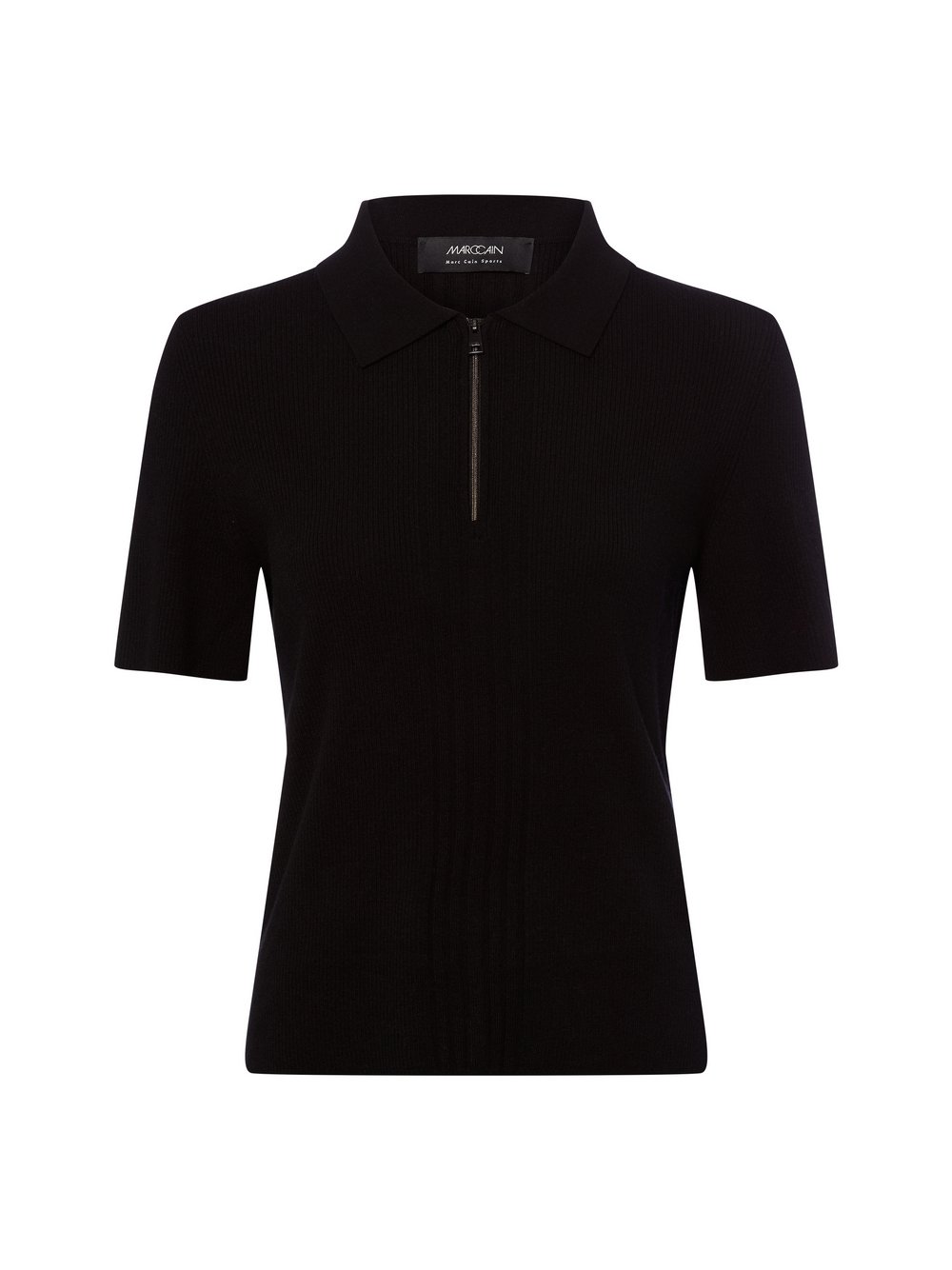 Marc Cain Strick-Poloshirt mit Woll- und Cashmere-Anteil Damen Wolle schwarz, 38
