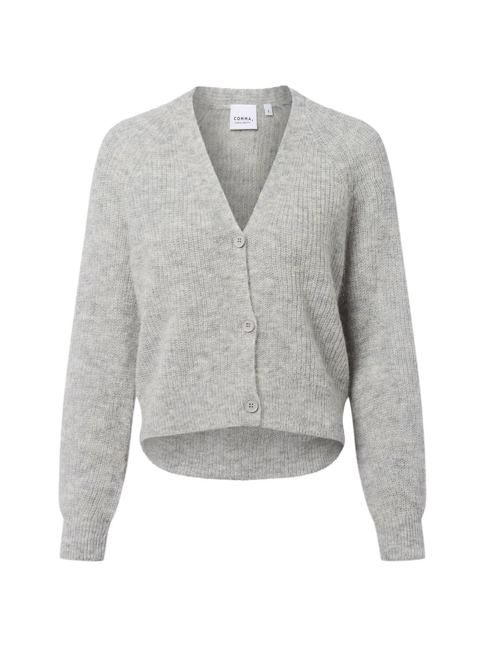 comma casual identity Strickjacke mit Alpaka-Anteil Damen Grobstrick grau meliert, L