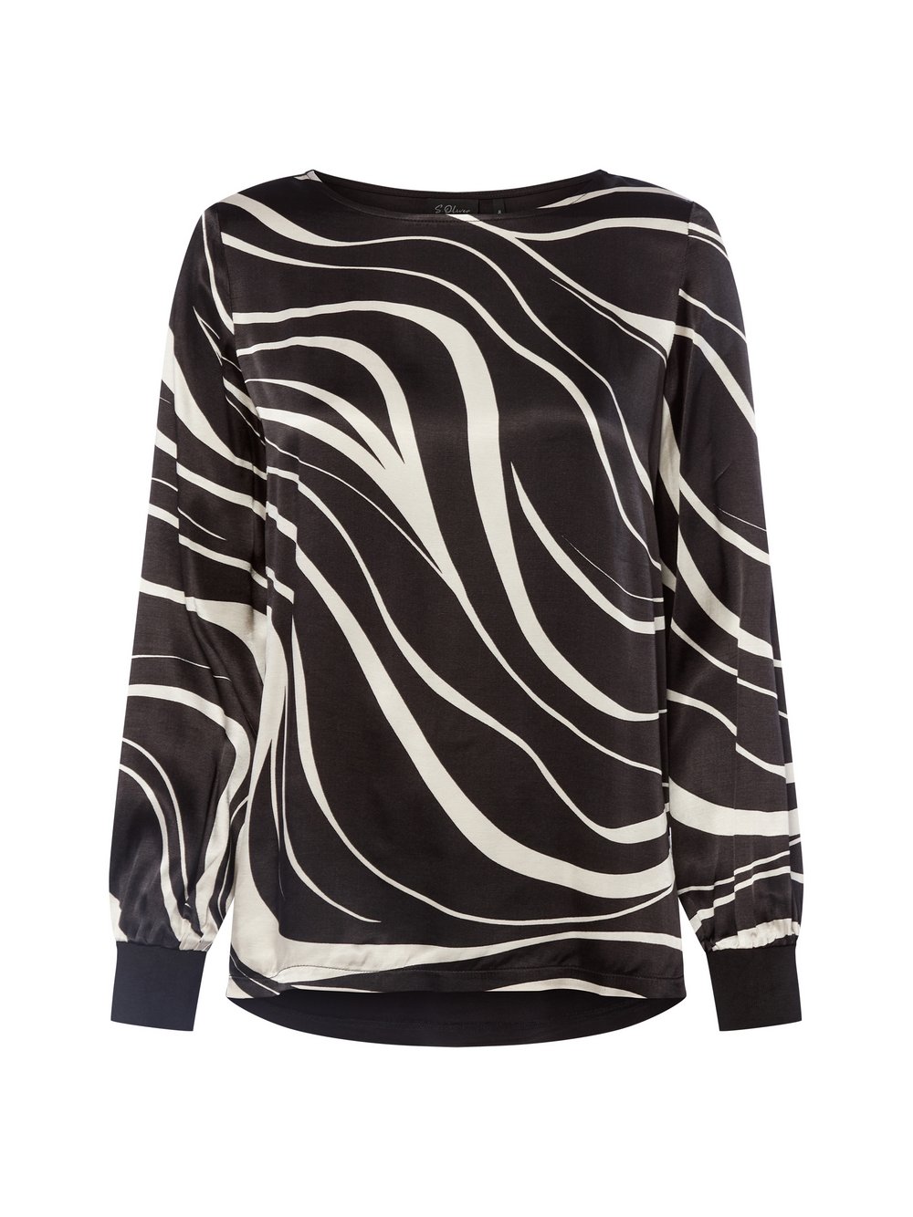 s.Oliver BLACK LABEL Blusenshirt Damen Viskose schwarz gemustert, 48