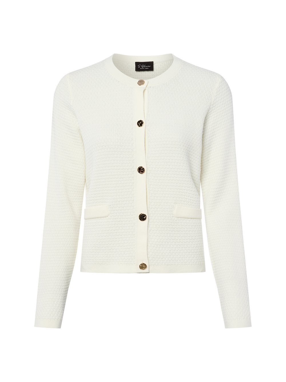 s.Oliver BLACK LABEL Strickjacke Damen Baumwolle weiß strukturiert, 34