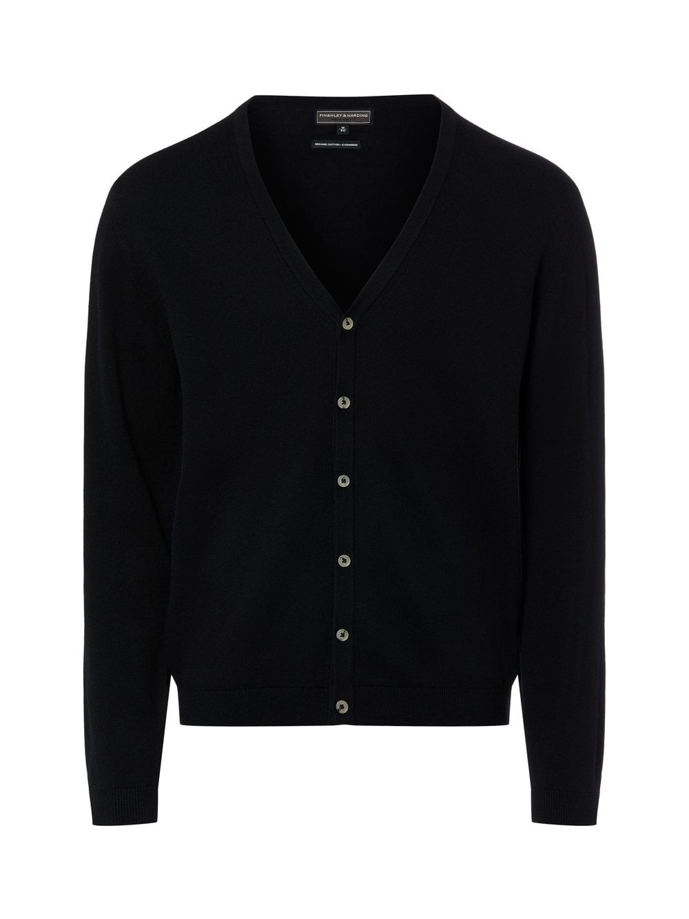 Finshley & Harding Strickjacke mit Cashmere-Anteil Herren Baumwolle schwarz, XXL