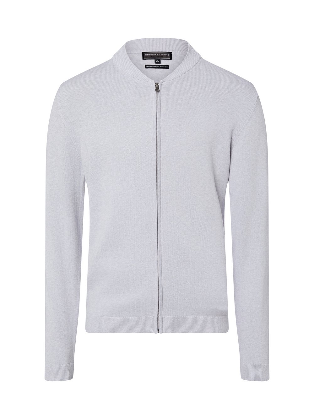Finshley & Harding Strickjacke mit Cashmere-Anteil Herren Baumwolle grau meliert, L