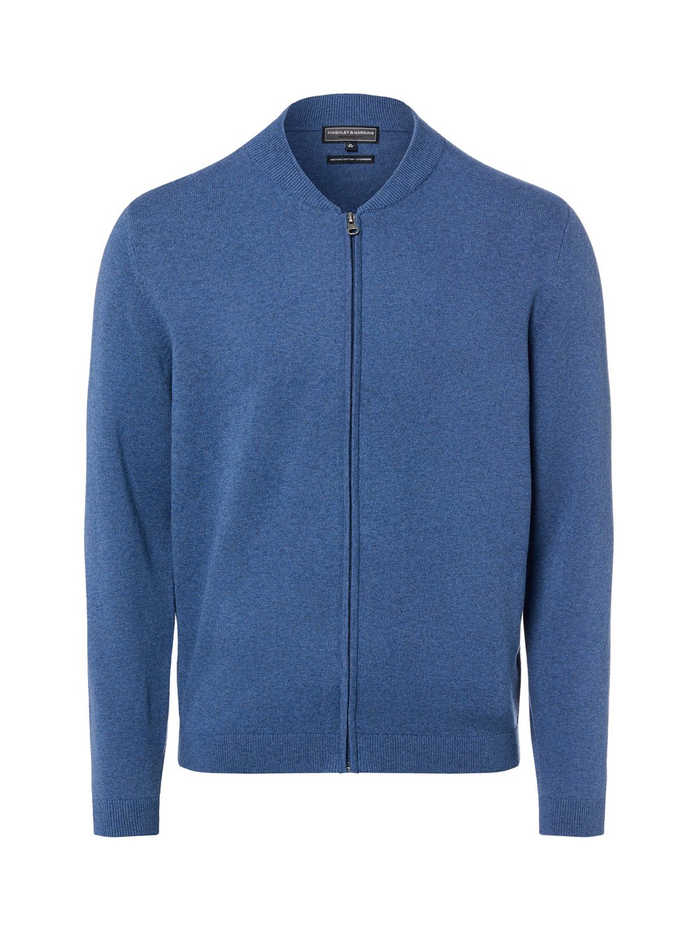 Finshley & Harding Strickjacke mit Cashmere-Anteil Herren Baumwolle blau meliert, S