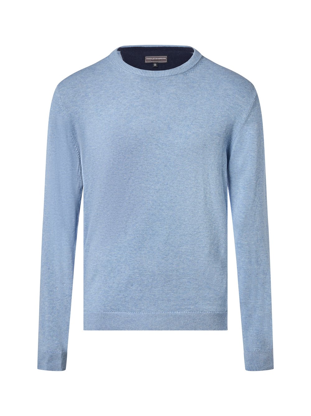 Finshley & Harding Pullover mit Cashmere-Anteil Herren Baumwolle blau meliert, XL