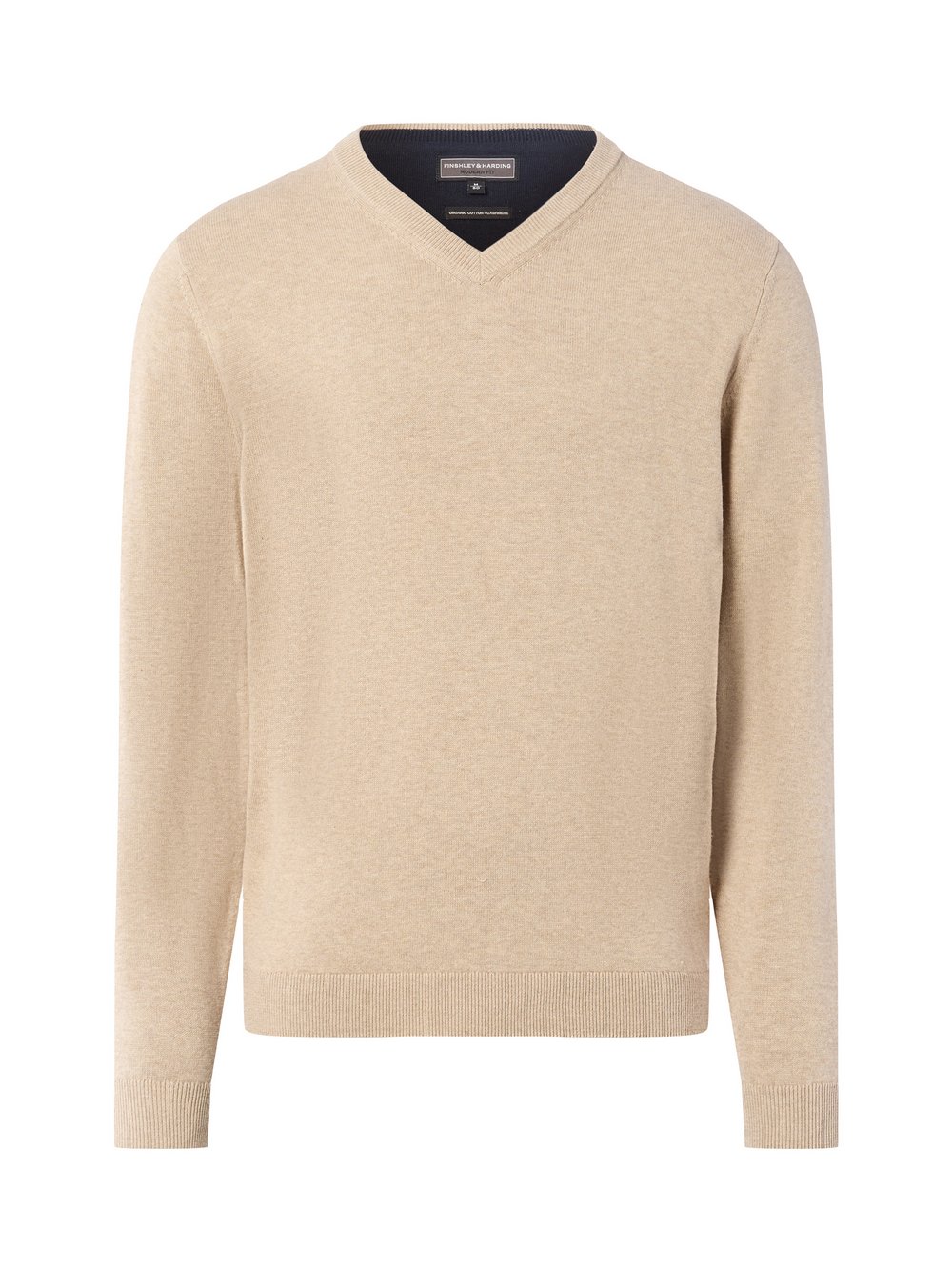 Finshley & Harding Pullover mit Cashmere-Anteil Herren Baumwolle beige meliert, M