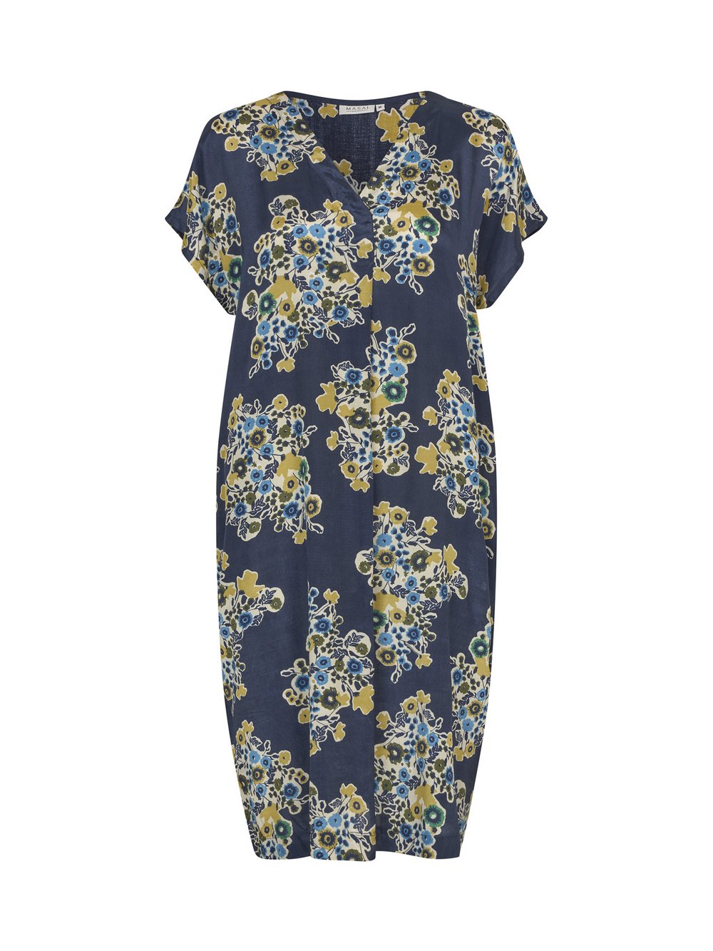 Masai knielanges Blusenkleid mit kurzen Ärmeln Damen Viskose blau, 38