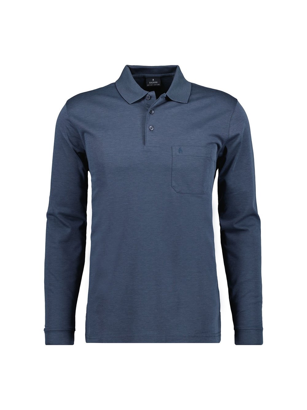 Ragman Poloshirt Herren Baumwolle blau meliert, XL