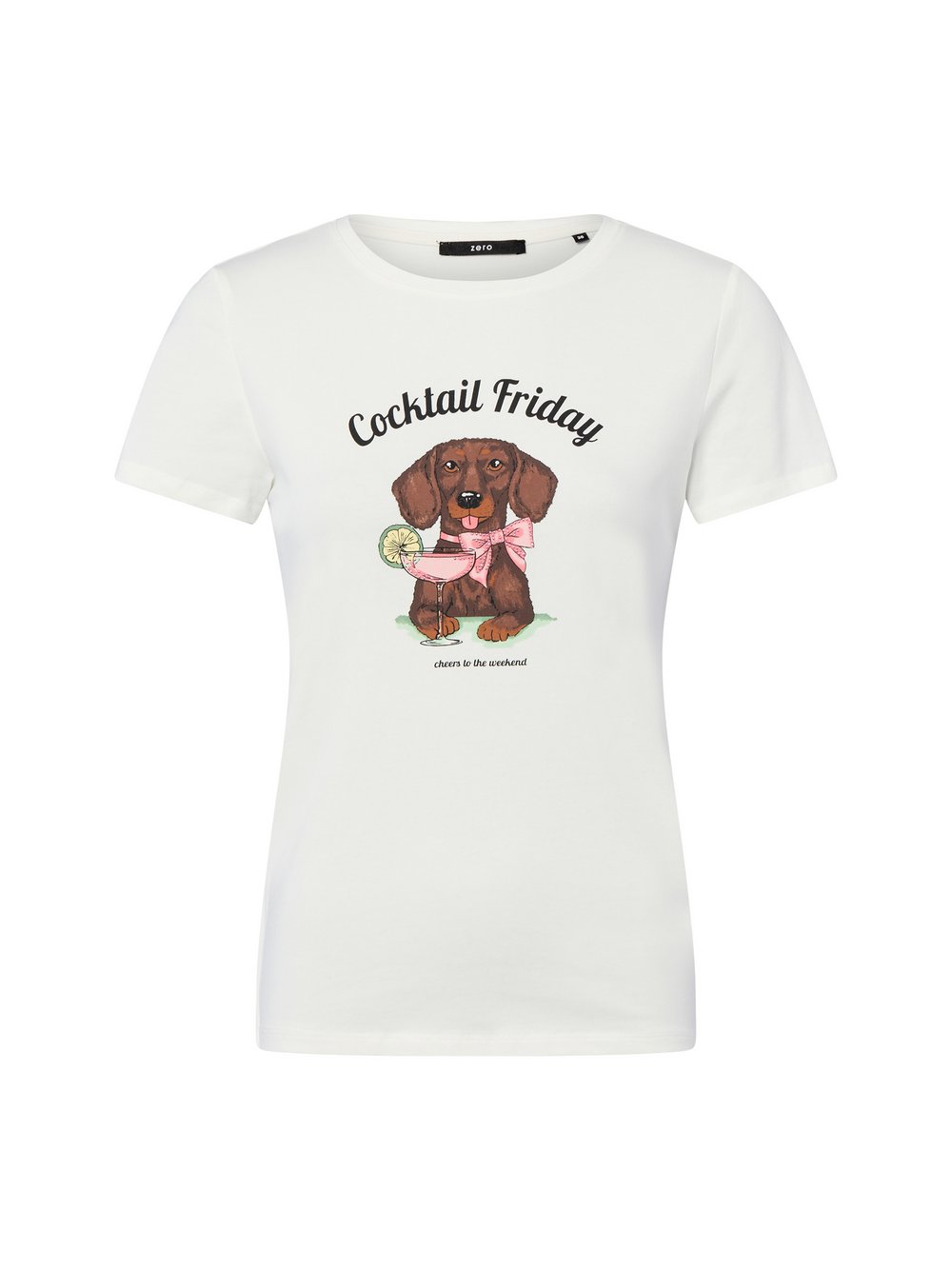 zero T-Shirt Damen Baumwolle weiß bedruckt, 36