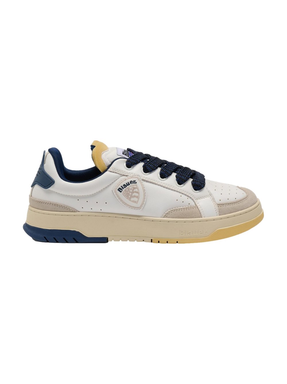 Blauer Sportschuhe Herren Leder weiß, 43