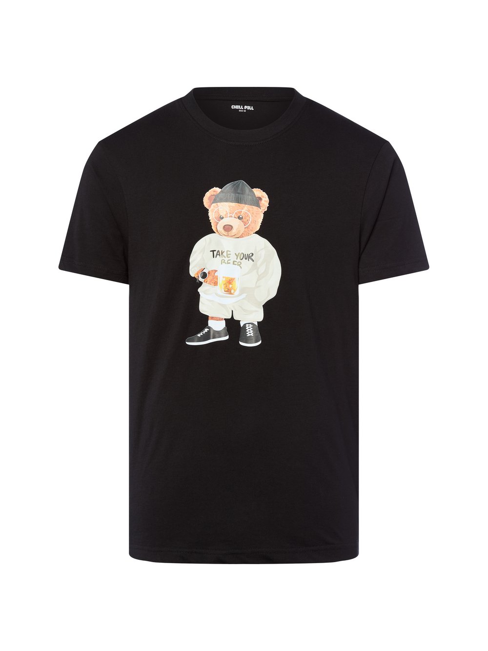 Chill Pill T-Shirt Herren Baumwolle schwarz bedruckt, XL