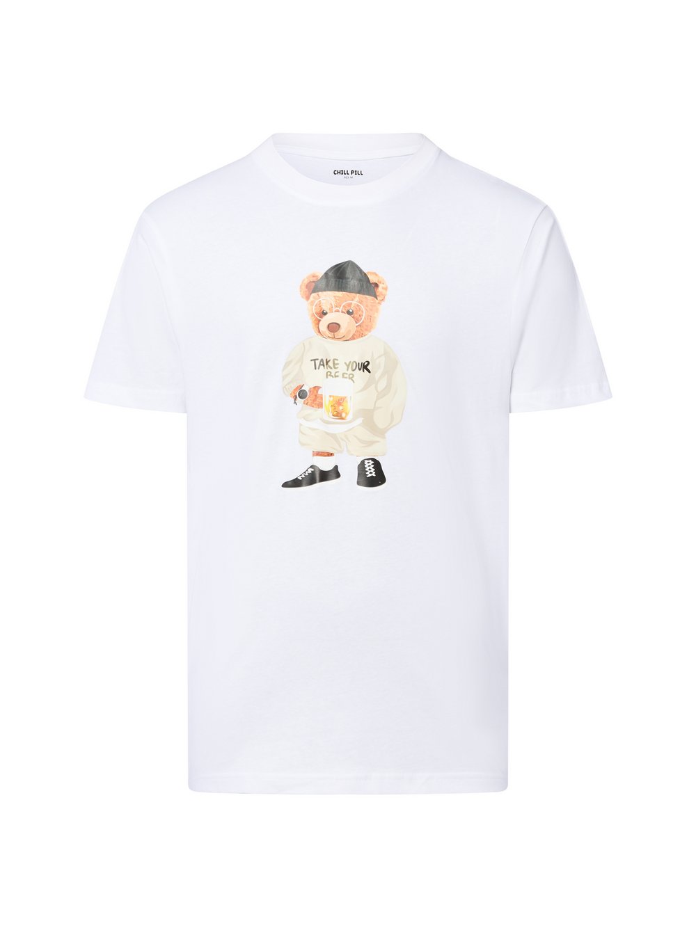 Chill Pill T-Shirt Herren Baumwolle weiß bedruckt, L