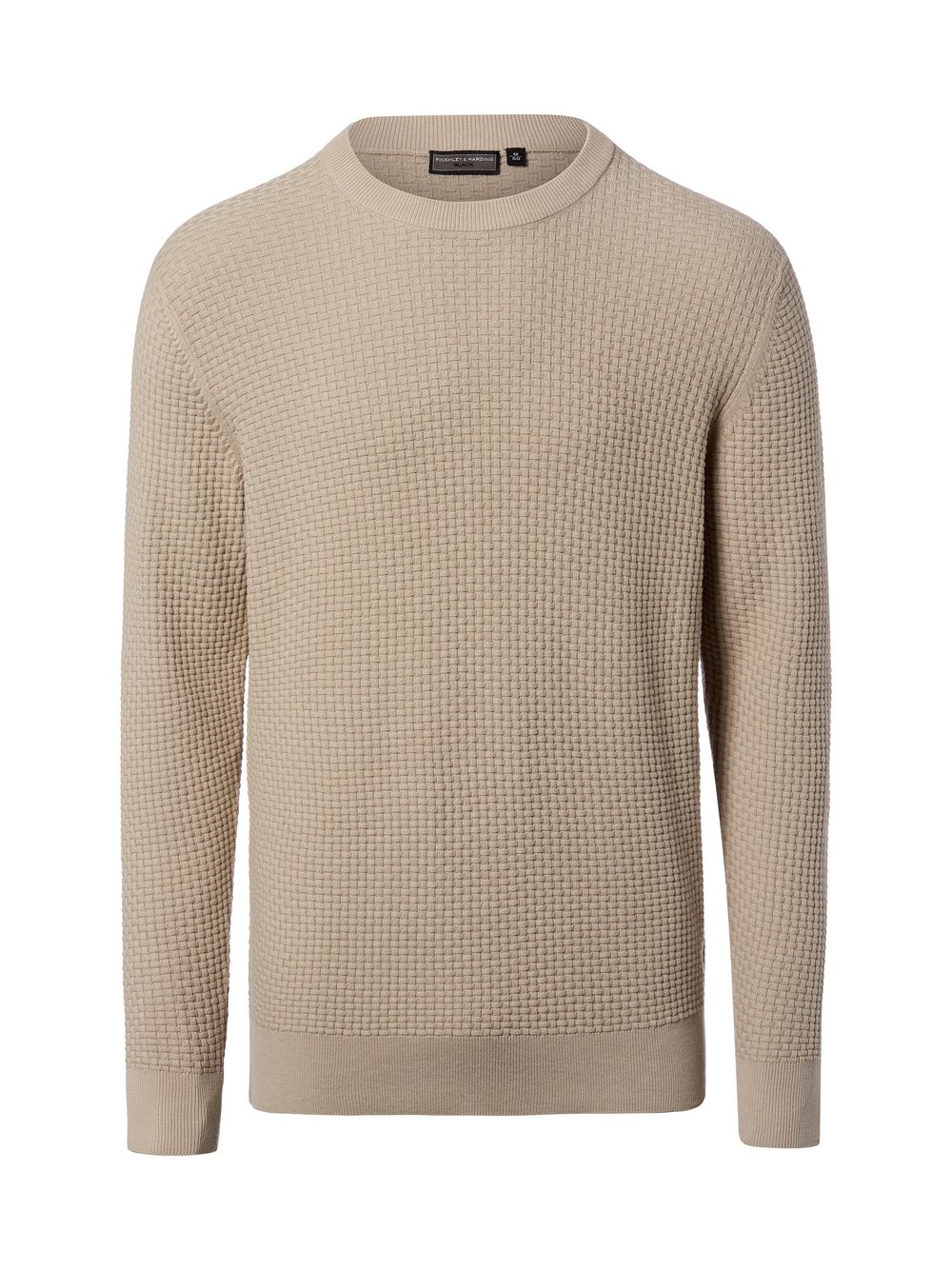 Finshley & Harding Strickpullover Herren Baumwolle beige strukturiert, XL