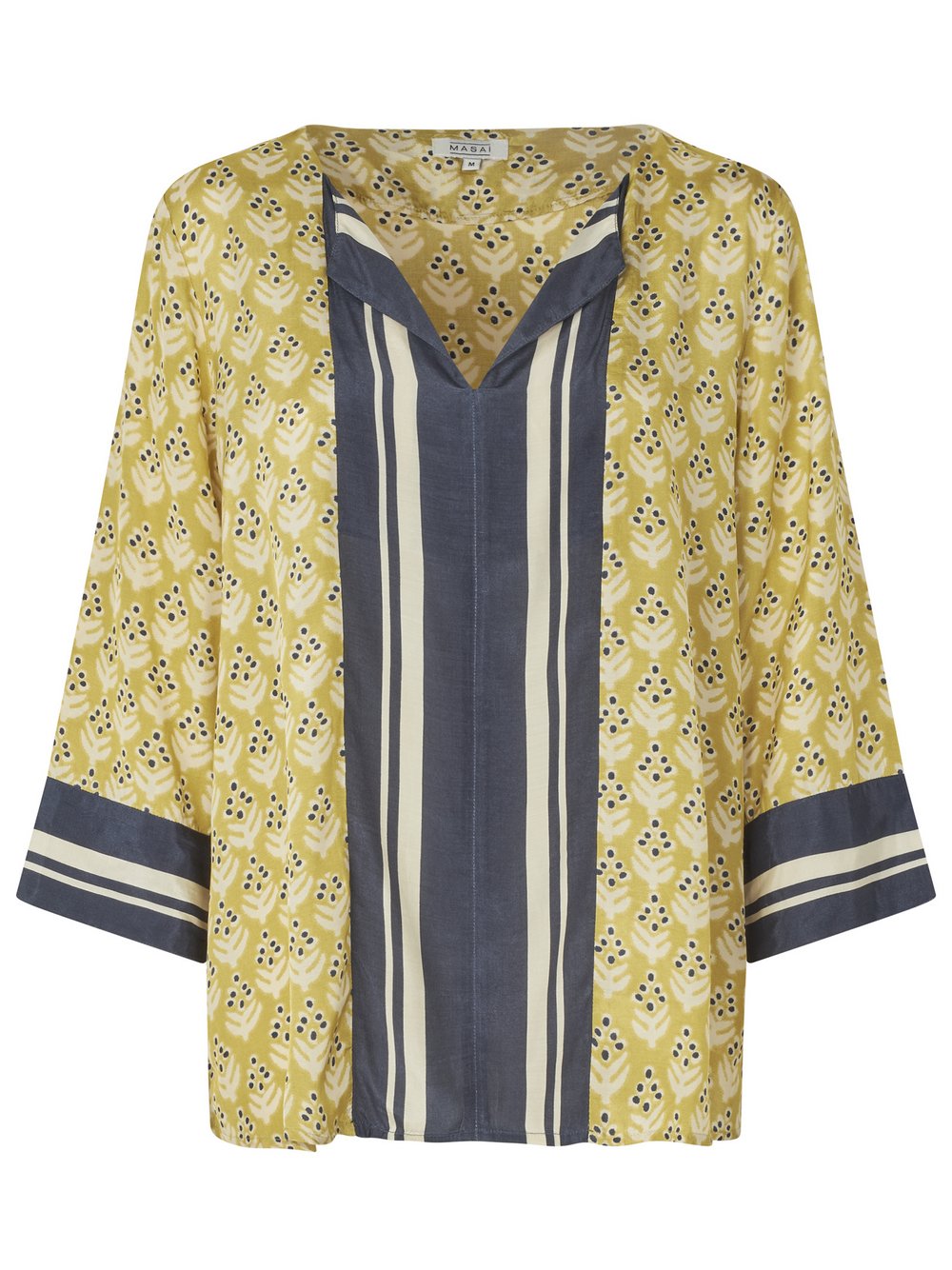 Masai Bluse mit 7/8-Ärmel Damen Viskose grün bedruckt, 40