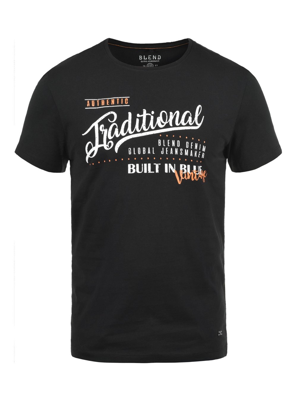Thumbnail - BLEND Rundhalsshirt Herren Baumwolle schwarz gemustert, S