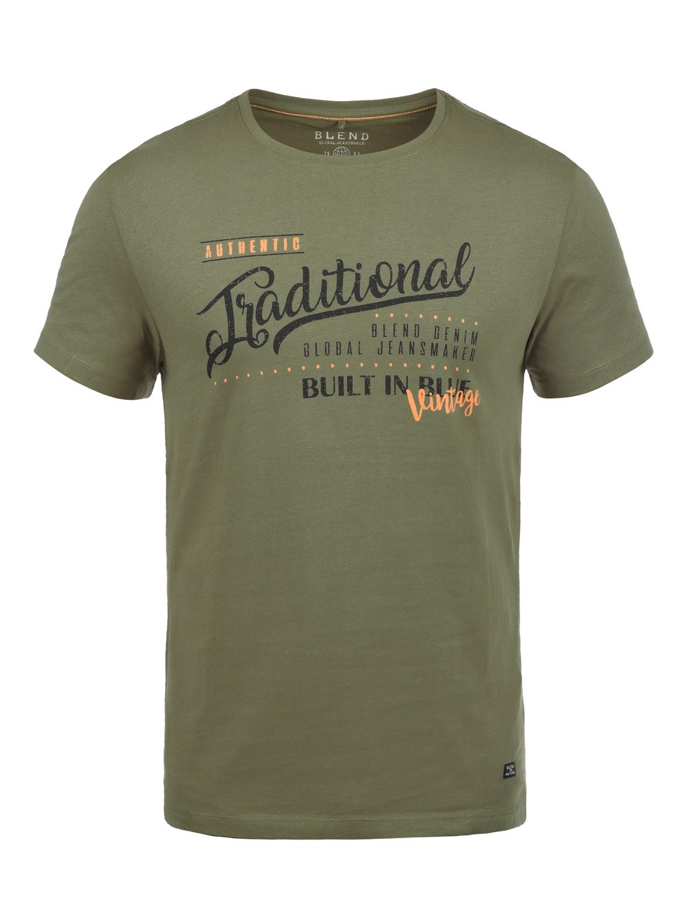 Thumbnail - BLEND Rundhalsshirt Herren Baumwolle grün gemustert, S