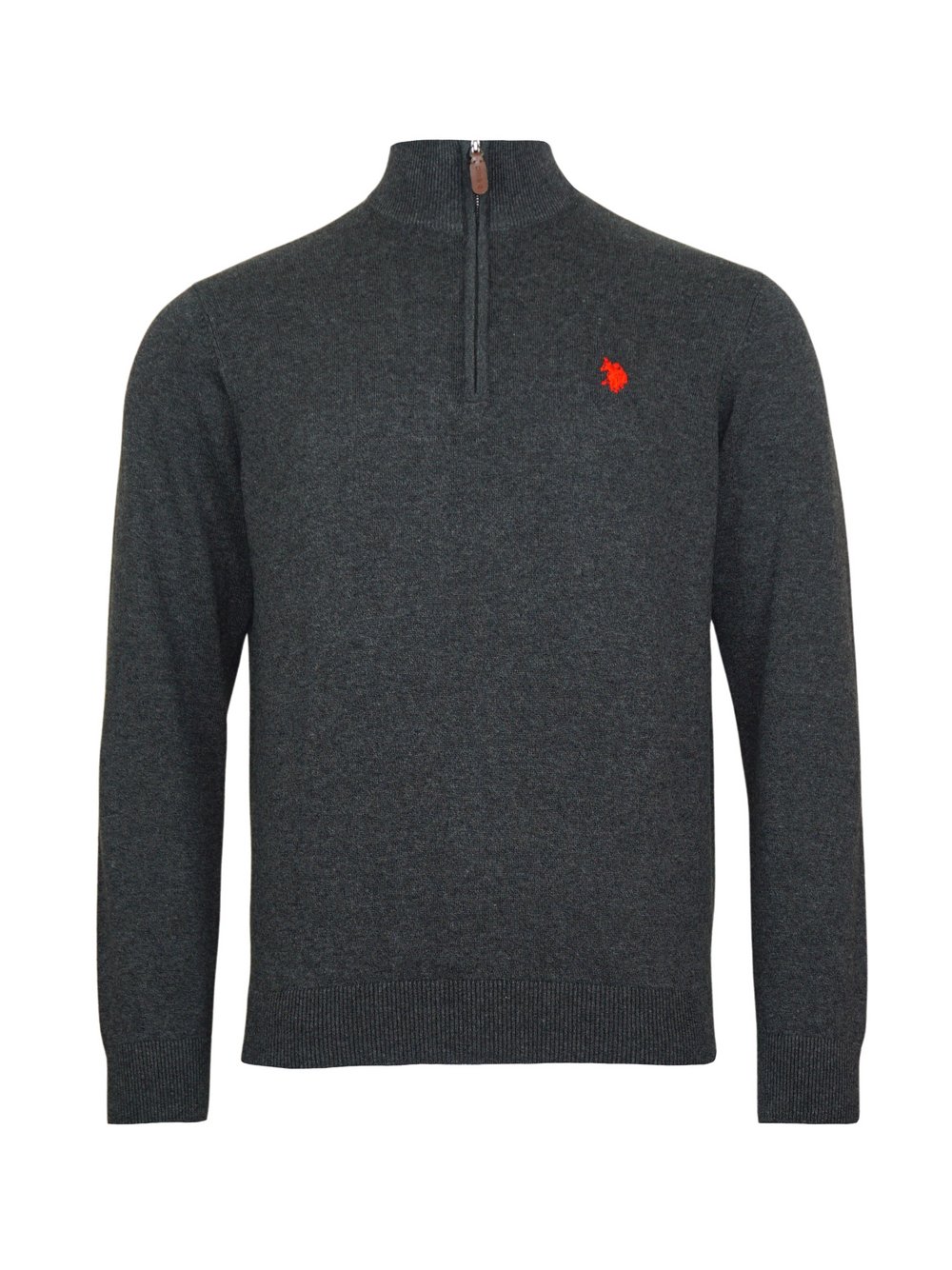 Thumbnail - U.S. Polo Assn. Troyer Half Zip Herren Baumwolle grau, M