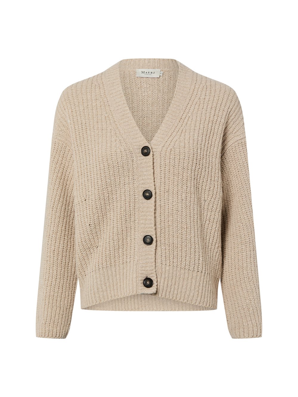 MAERZ Strickjacke mit Schurwoll-Anteil Damen Polyamid beige meliert, 42