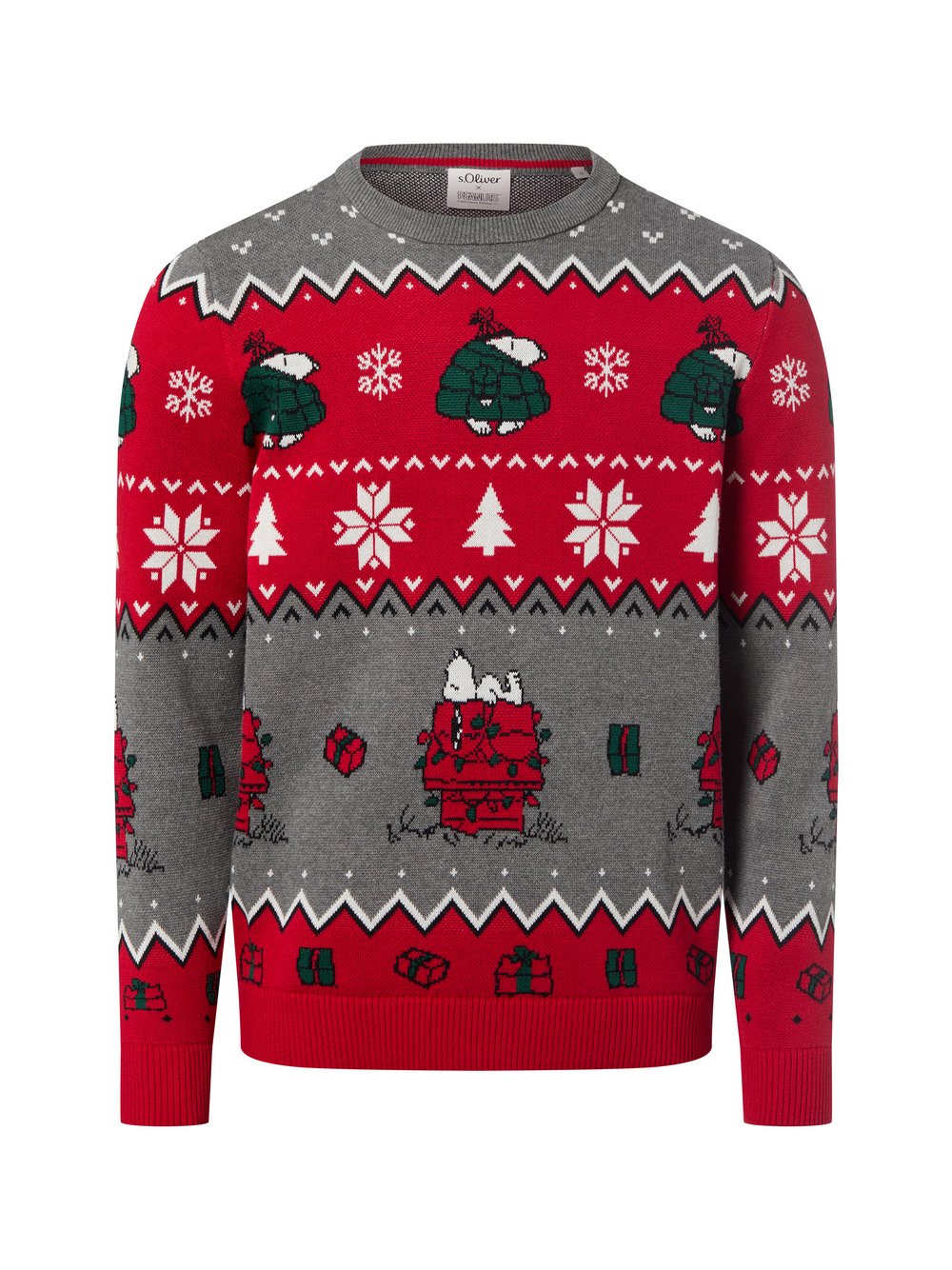 s.Oliver Weihnachtspullover Herren Baumwolle mehrfarbig gemustert, M