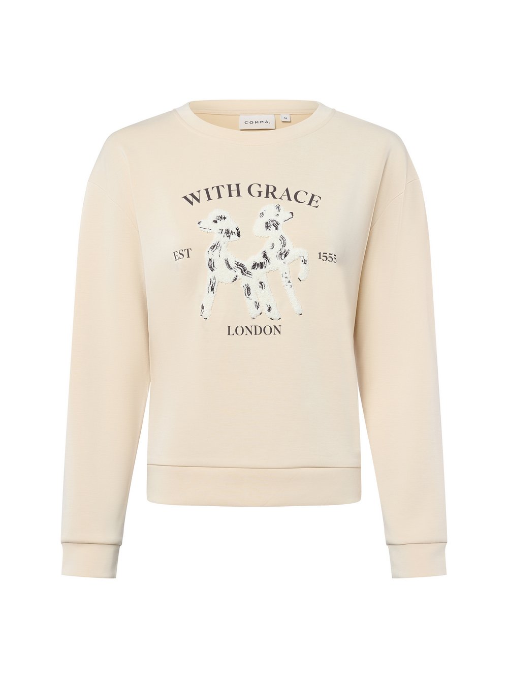 Thumbnail - comma Sweatshirt Damen beige gemustert, 44