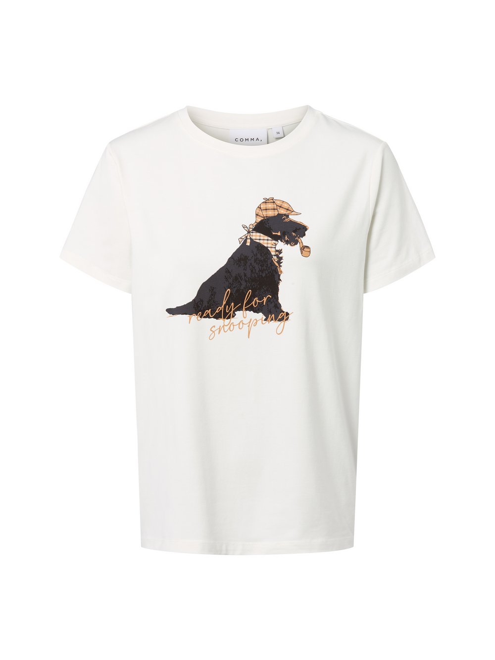 comma T-Shirt Damen Jersey weiß bedruckt, 46
