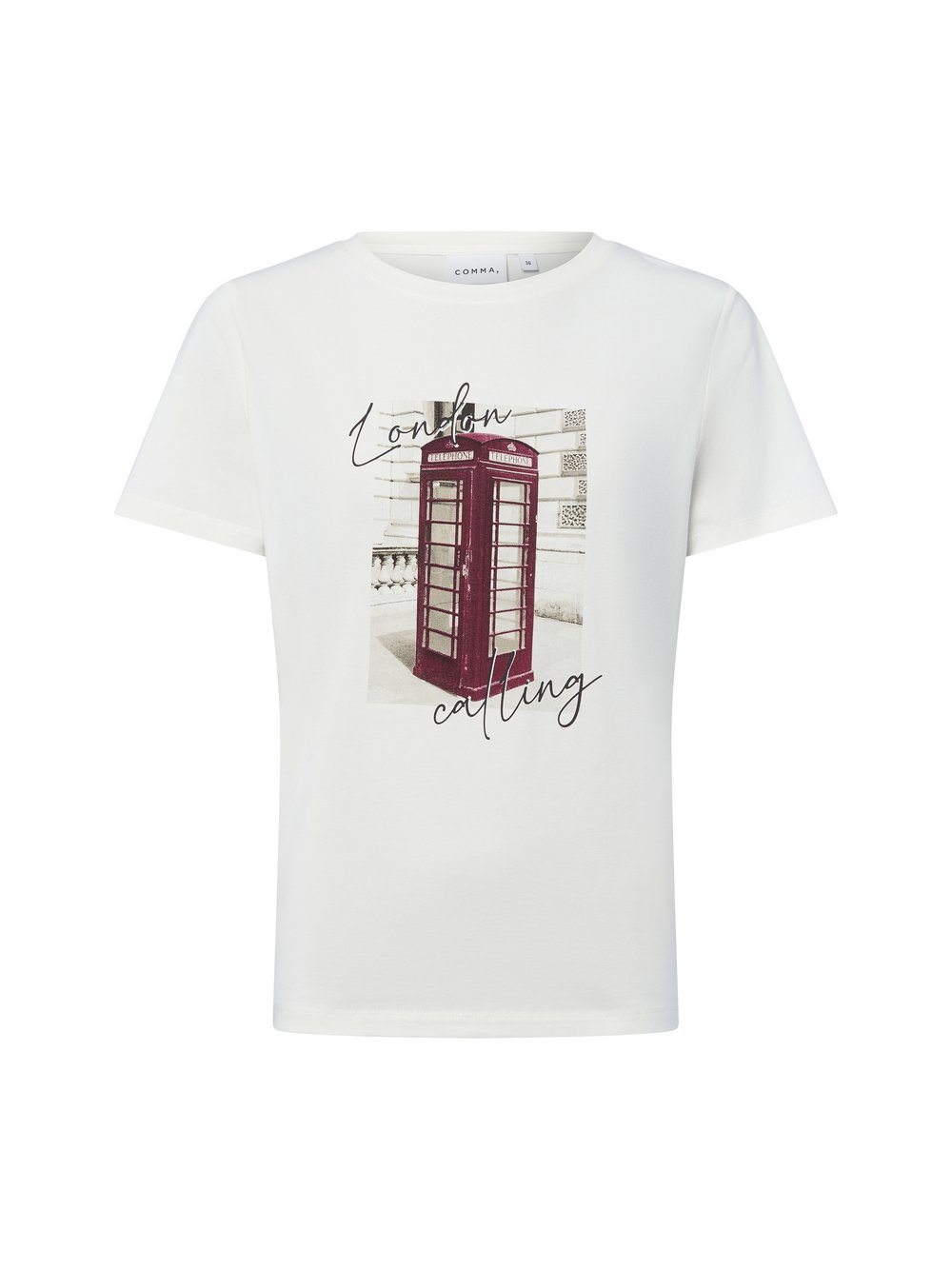 comma T-Shirt Damen Jersey weiß bedruckt, 34