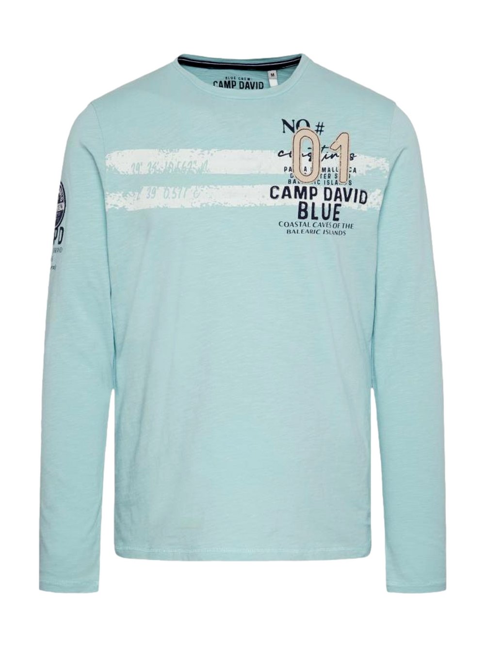 Camp David Longsleeve Herren Baumwolle blau bedruckt, XXL