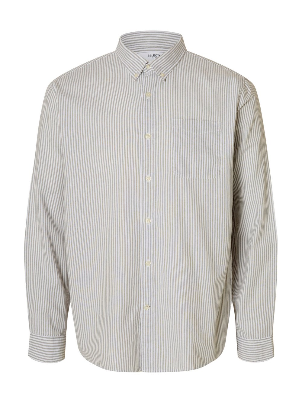 Selected Hemd Herren Regular Fit Baumwolle grau gestreift, S