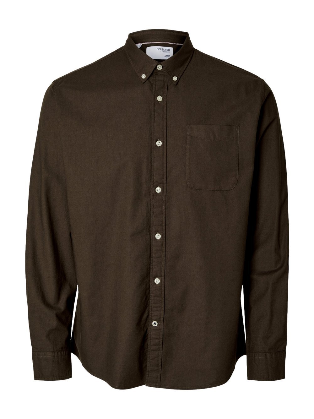 Selected Hemd Herren Regular Fit Baumwolle braun gestreift, L