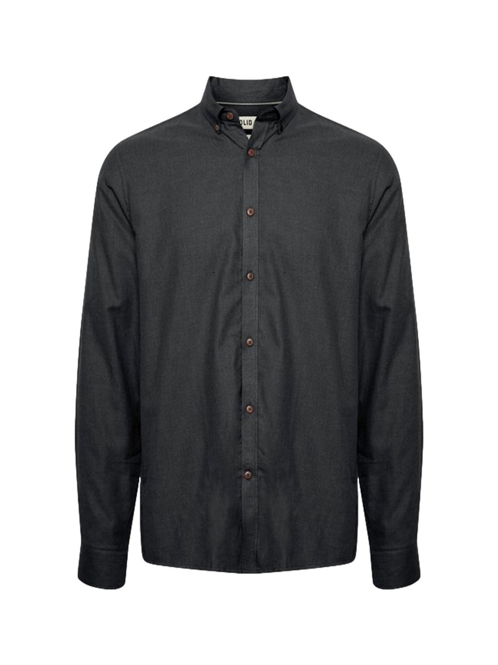 Solid Hemd Herren Regular Fit Baumwolle schwarz meliert, XL