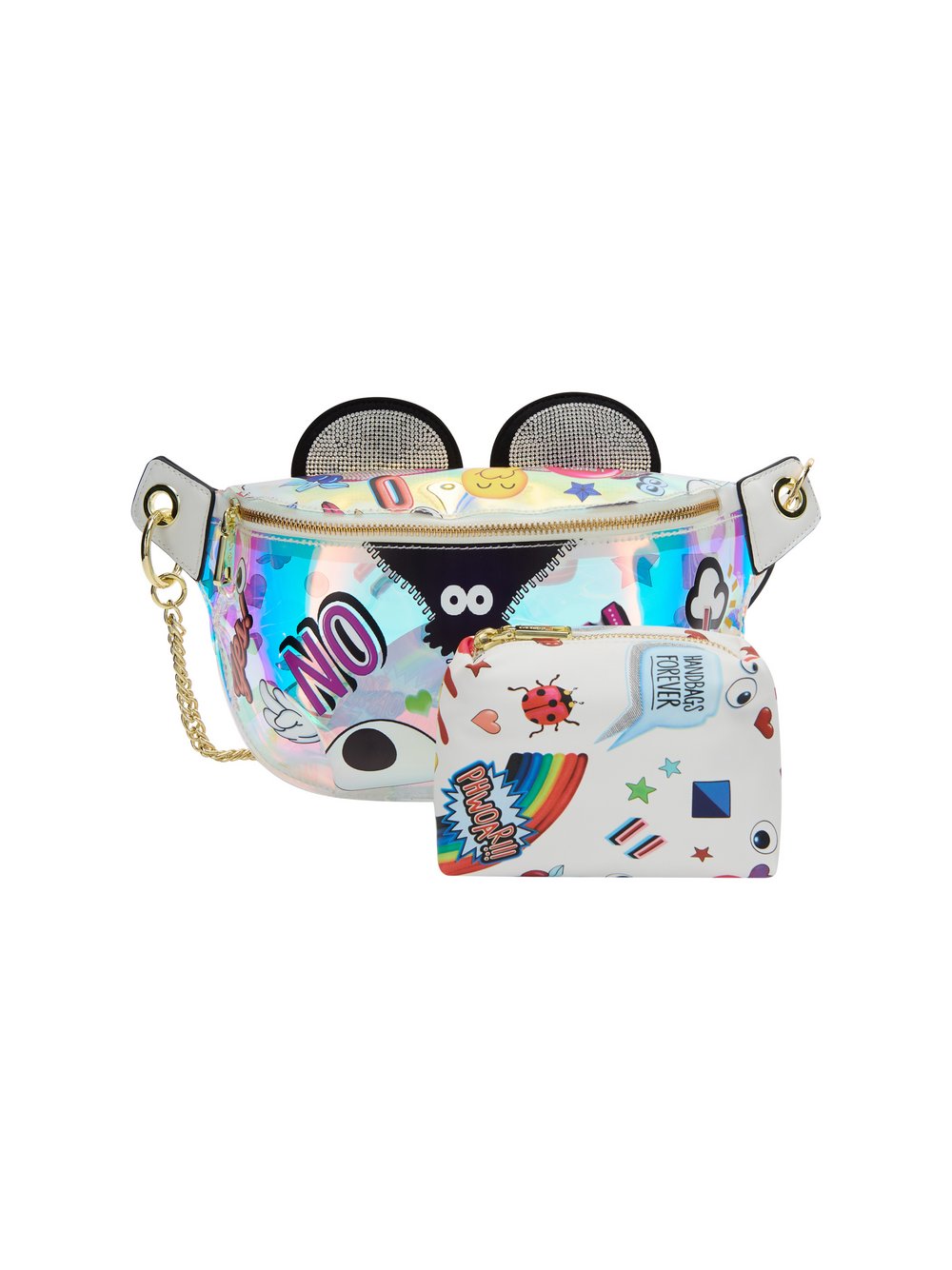 MyMo 2-IN-1-Tragetaschen-Set Damen Polyvinylchlorid weiß gemustert, ONE SIZE