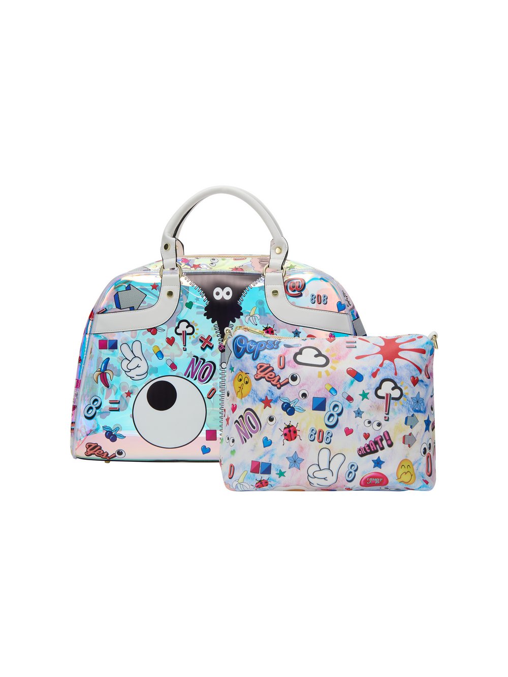 MyMo Handtasche Damen Polyvinylchlorid weiß gemustert, ONE SIZE