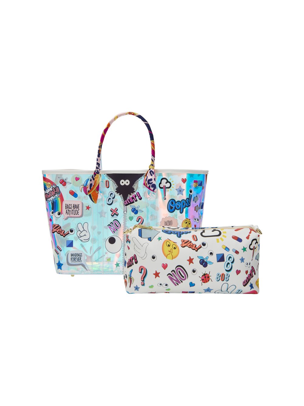 Thumbnail - MyMo Einkaufstasche Damen Polyvinylchlorid weiß gemustert, ONE SIZE