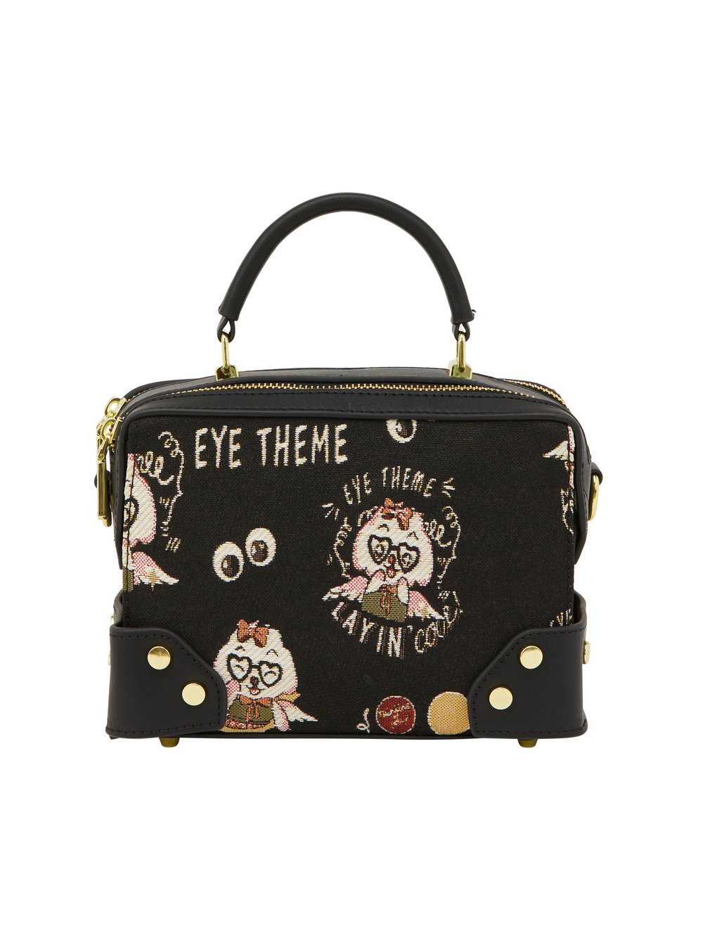 MyMo Handtasche Damen Baumwolle schwarz gemustert, ONE SIZE