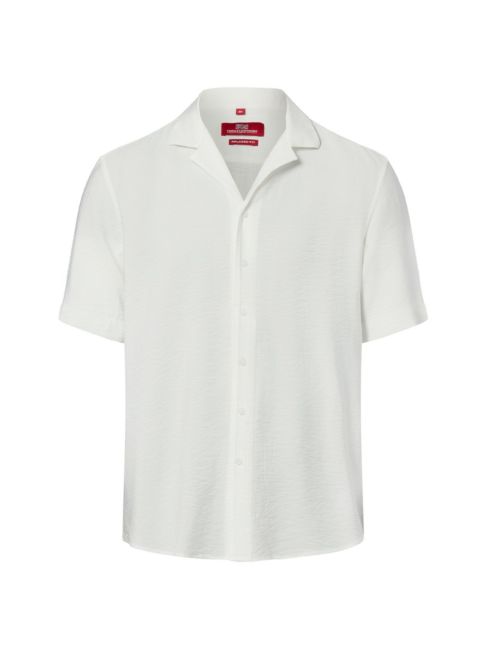 Finshley & Harding London Hemd Herren Comfort Fit weiß strukturiert, M