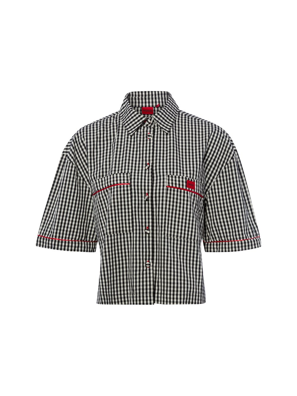 HUGO Pyjama-Shirt Damen Baumwolle (100%) mehrfarbig kariert, M