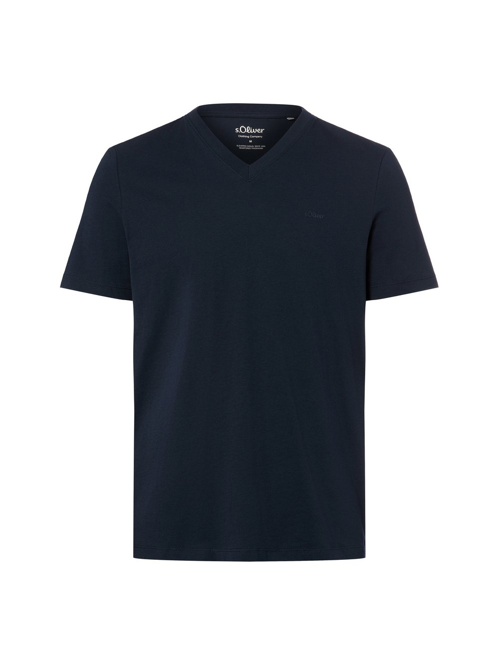 Baumwoll-T-Shirt mit Logo-Print und V-Neck