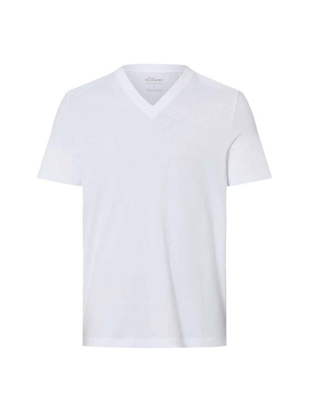 Baumwoll-T-Shirt mit Logo-Print und V-Neck