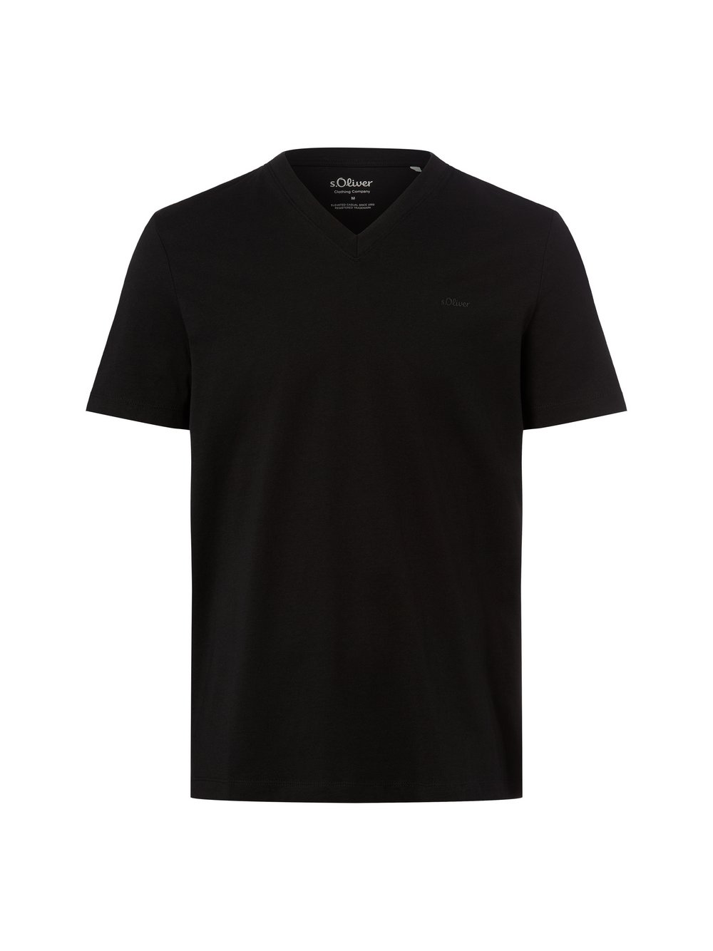 Baumwoll-T-Shirt mit Logo-Print und V-Neck