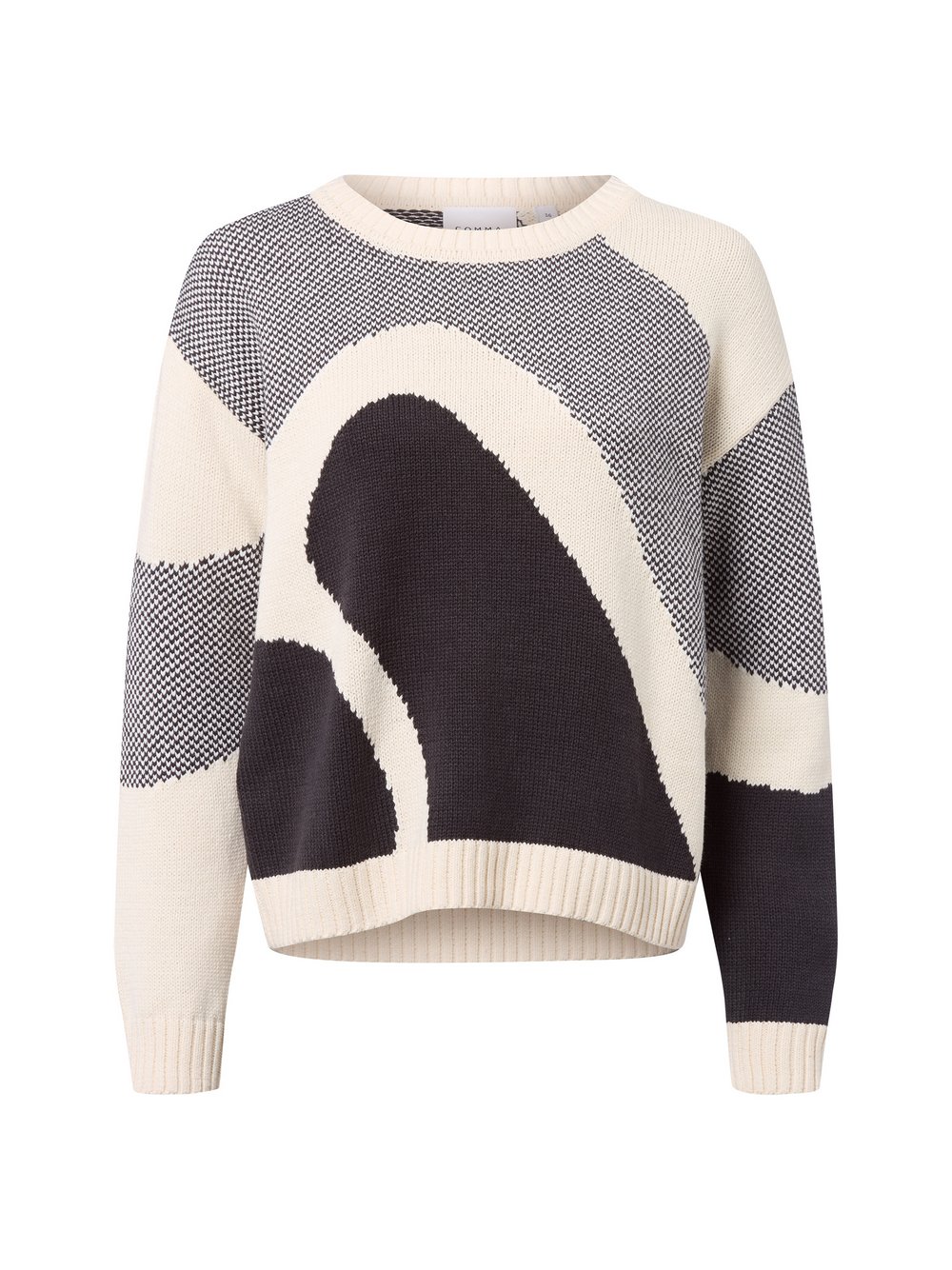 comma casual identity Strickpullover Damen Baumwolle beige gemustert, 42