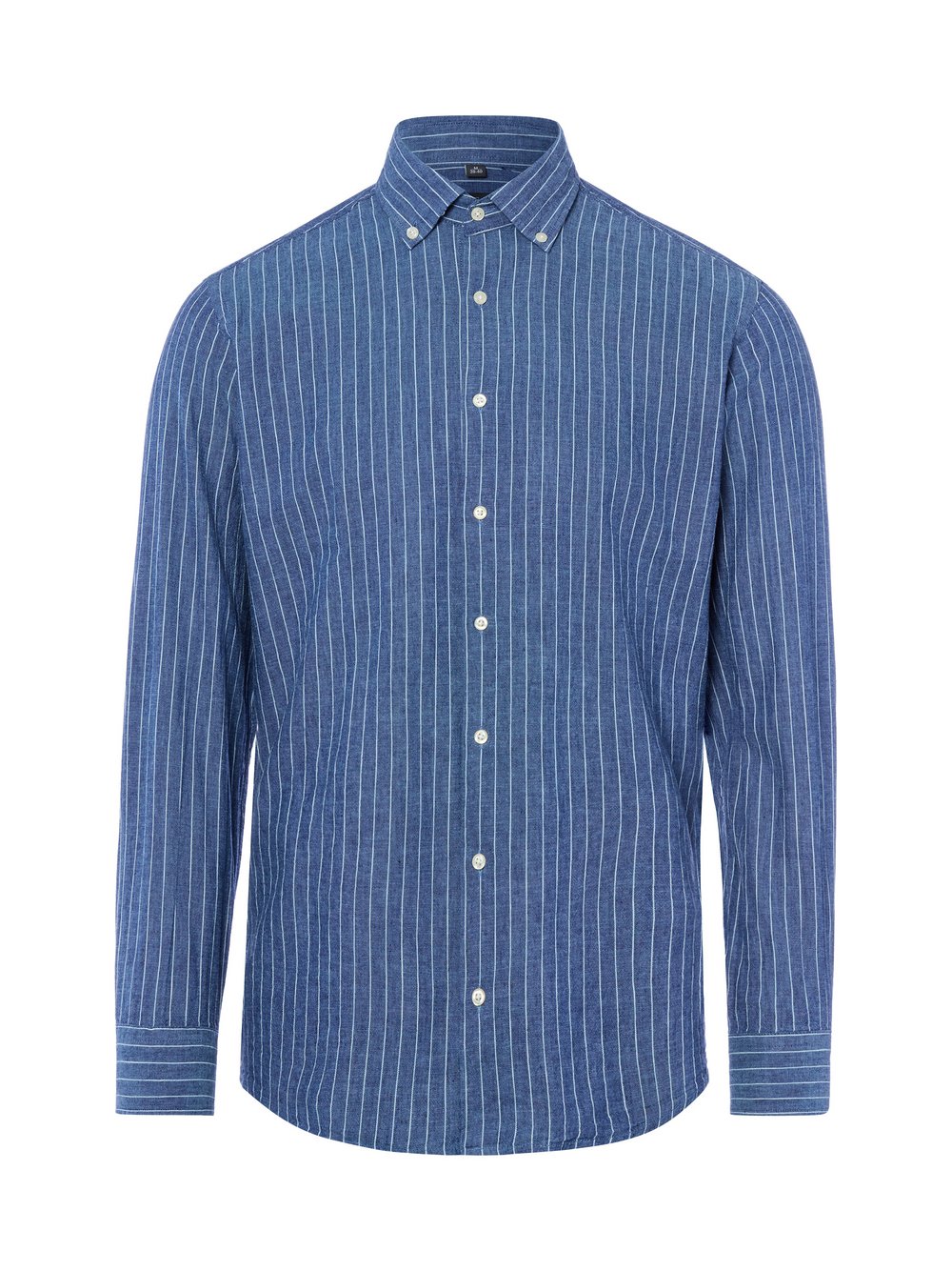 Nils Sundström Freizeithemd mit Leinen-Anteil Herren Modern Fit Baumwolle blau gestreift, XXL