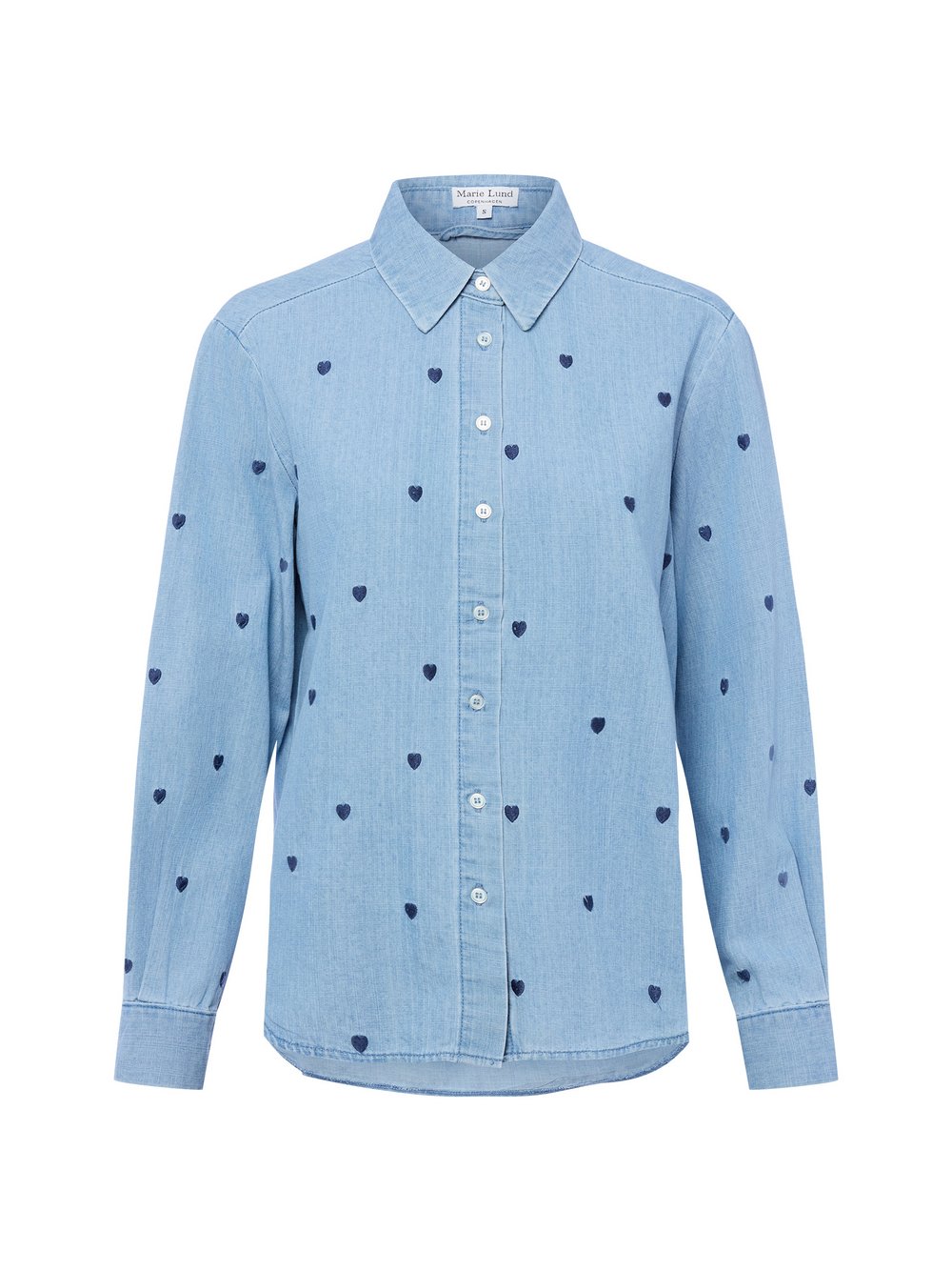 Marie Lund Jeansbluse Damen Baumwolle blau gemustert, XS