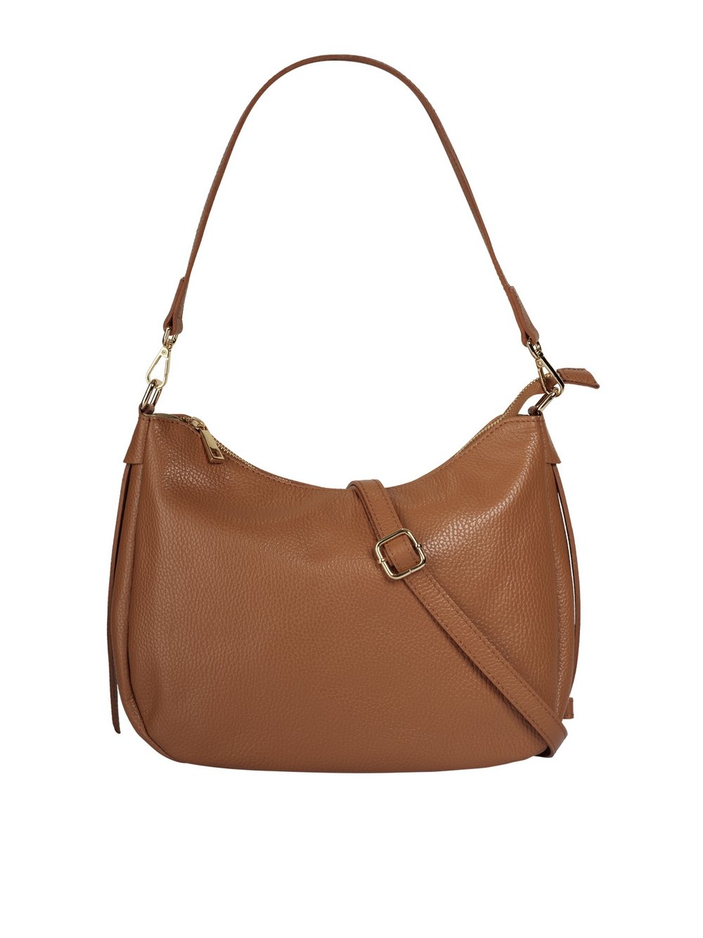 Thumbnail - Cluty Umhängetasche Damen Leder braun, ONE SIZE