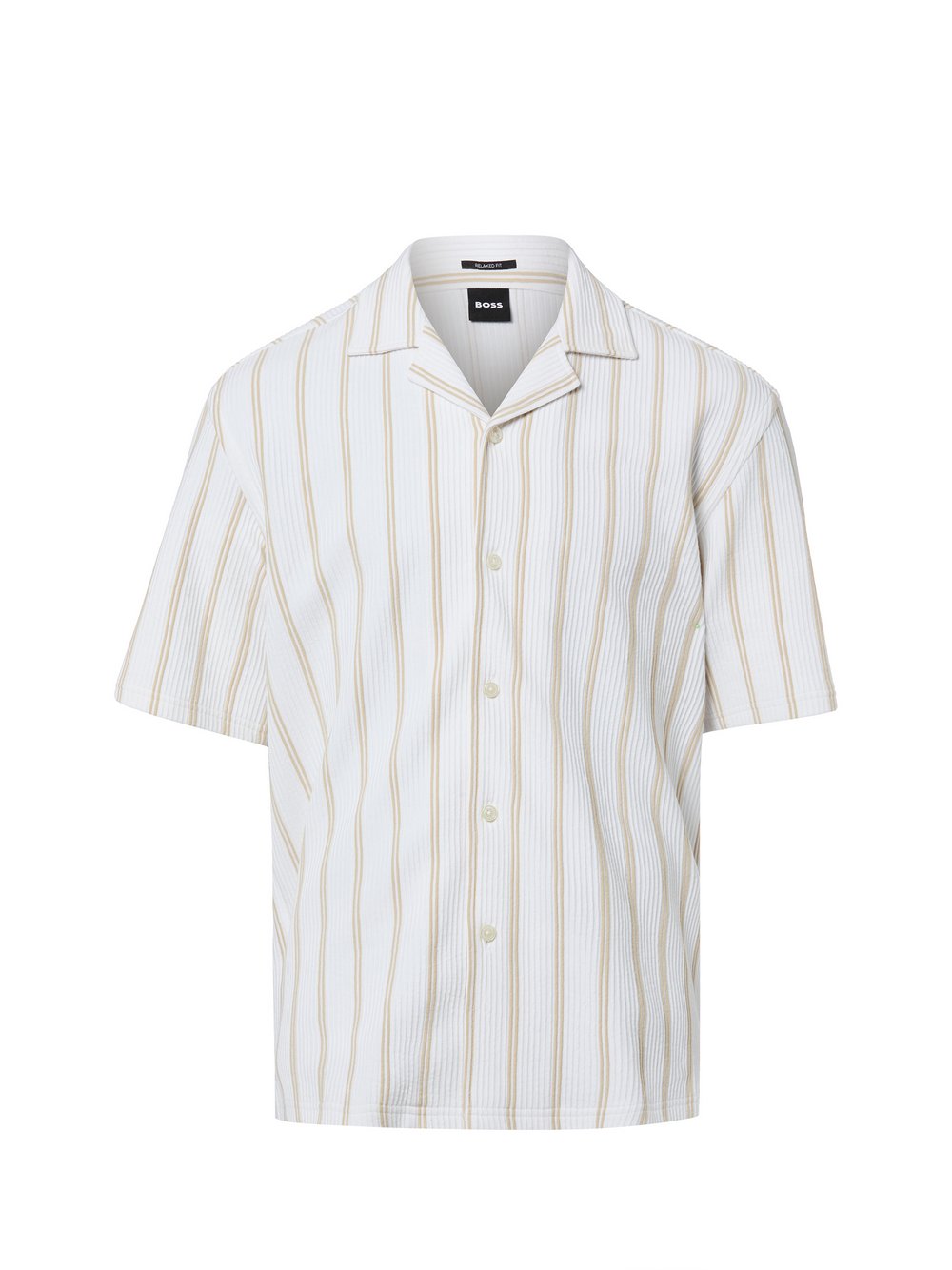 Thumbnail - BOSS Kurzarmhemd Herren Comfort Fit Baumwolle weiß strukturiert, L