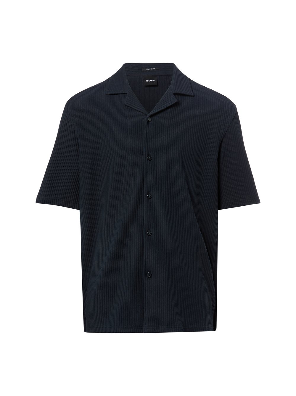 Thumbnail - BOSS Kurzarmhemd Herren Comfort Fit Baumwolle blau strukturiert, XL