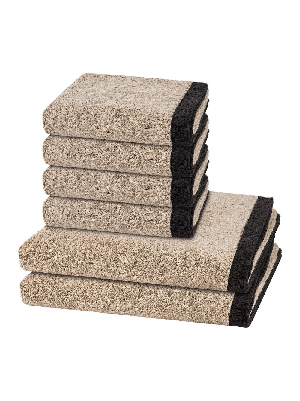 Thumbnail - Cawö Handtuchset 6-teilig Damen Baumwolle beige gemustert, ONE SIZE