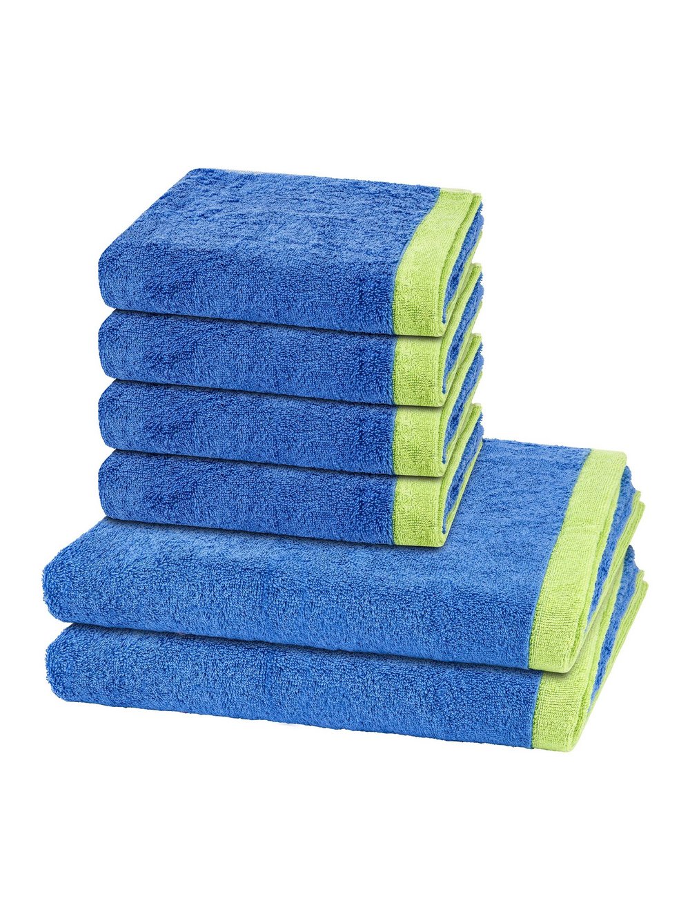 Thumbnail - Cawö Handtuchset 6-teilig Damen Baumwolle blau gemustert, ONE SIZE