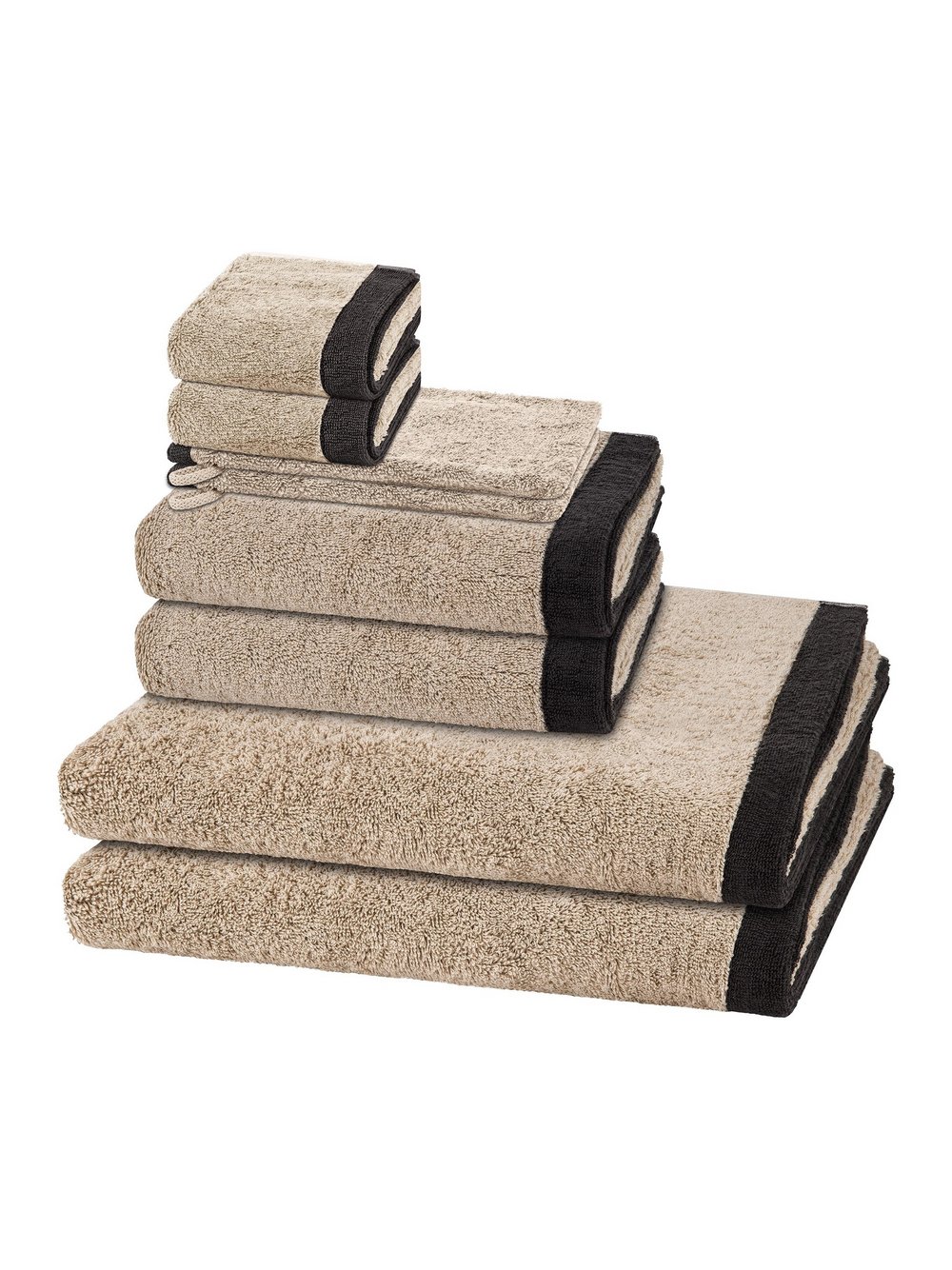 Thumbnail - Cawö Handtuchset 8-teilig Damen Baumwolle beige gemustert, ONE SIZE