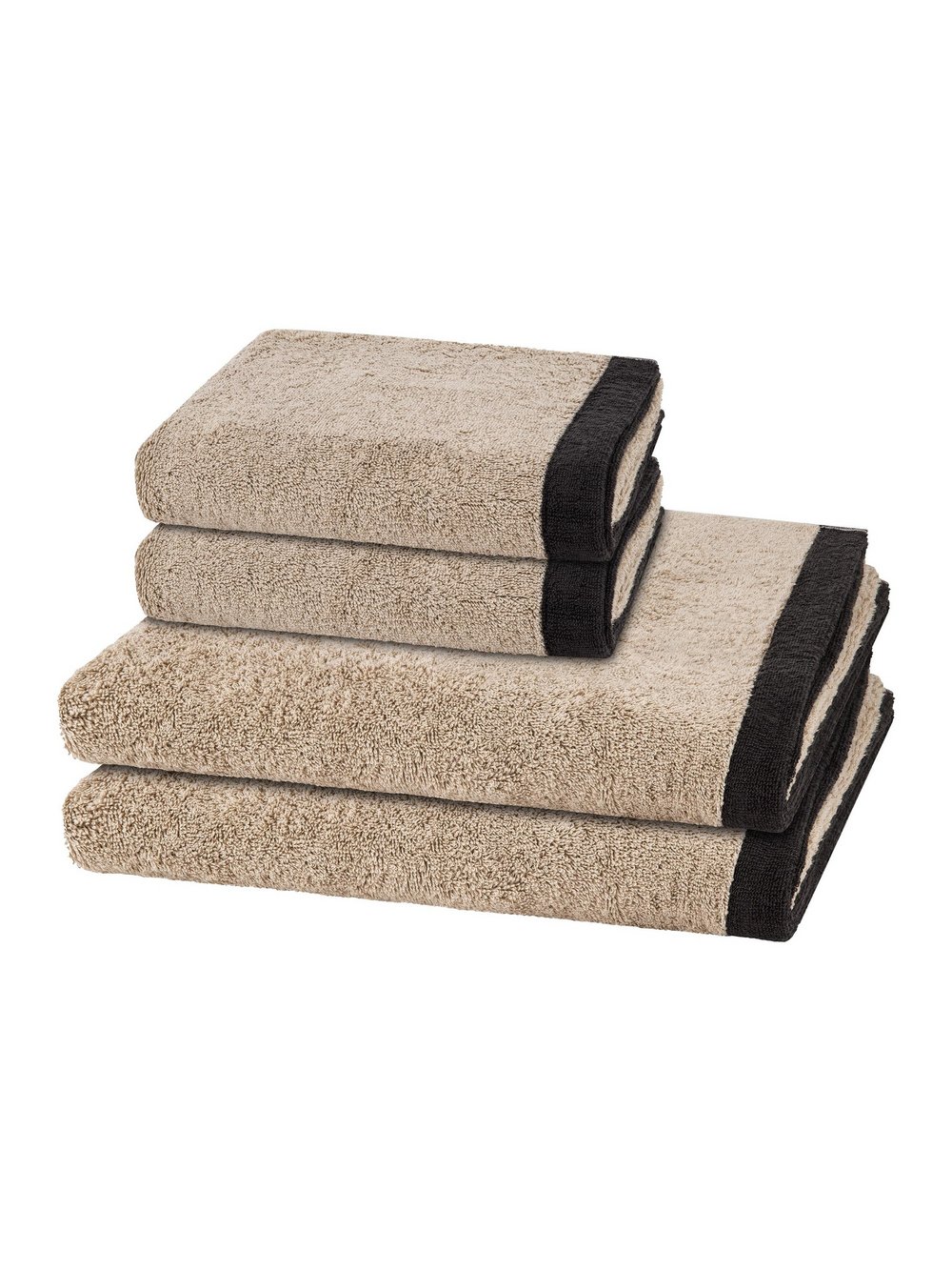 Thumbnail - Cawö Handtuchset 2-teilig Damen Baumwolle beige gemustert, ONE SIZE