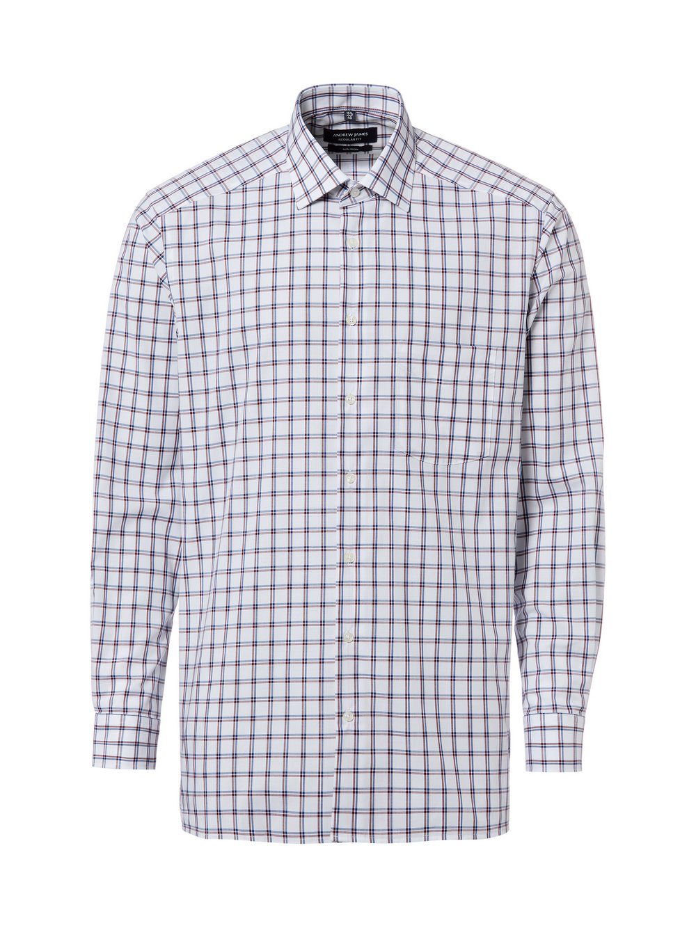 Andrew James Businesshemd Herren Regular Fit Baumwolle (100%) weiß kariert, 39