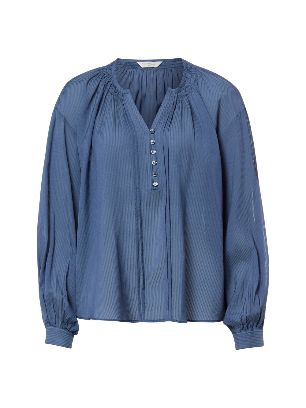 Msch Copenhagen Schlupfbluse Damen Viskose blau strukturiert, XS/S